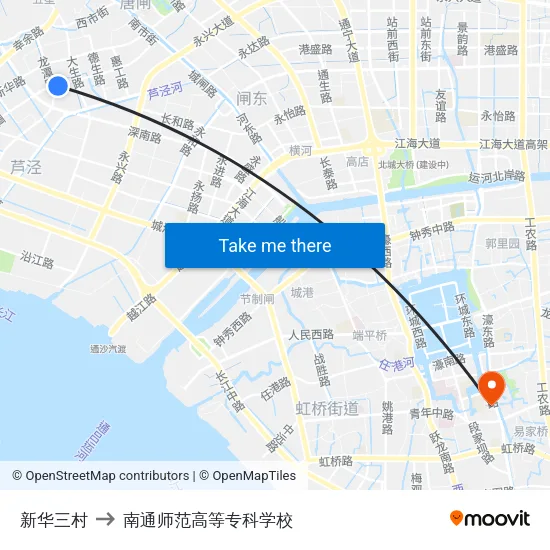 新华三村 to 南通师范高等专科学校 map