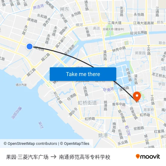 果园·三菱汽车广场 to 南通师范高等专科学校 map