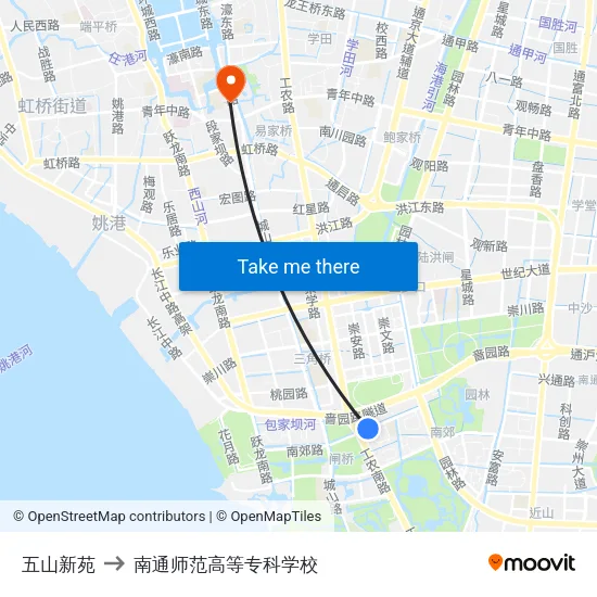 五山新苑 to 南通师范高等专科学校 map