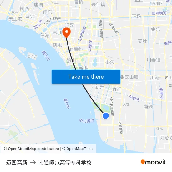 迈图高新 to 南通师范高等专科学校 map