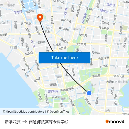 新港花苑 to 南通师范高等专科学校 map