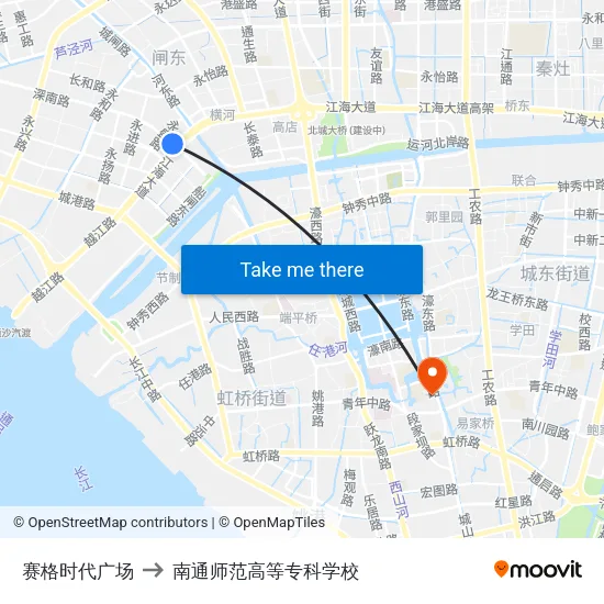 赛格时代广场 to 南通师范高等专科学校 map