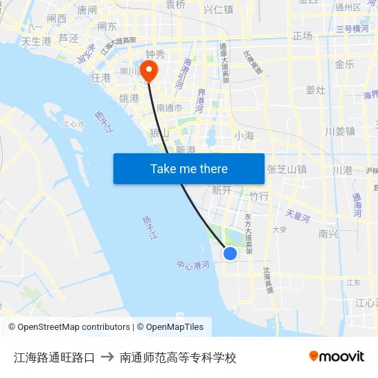 江海路通旺路口 to 南通师范高等专科学校 map