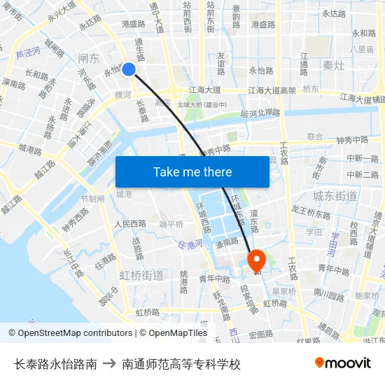 长泰路永怡路南 to 南通师范高等专科学校 map