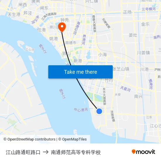 江山路通旺路口 to 南通师范高等专科学校 map