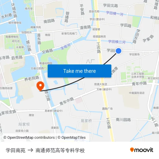 学田南苑 to 南通师范高等专科学校 map