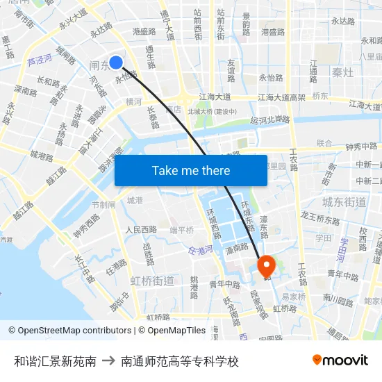 和谐汇景新苑南 to 南通师范高等专科学校 map