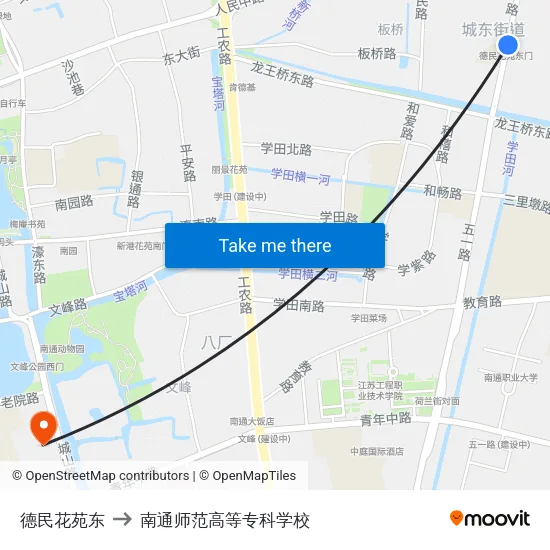 德民花苑东 to 南通师范高等专科学校 map