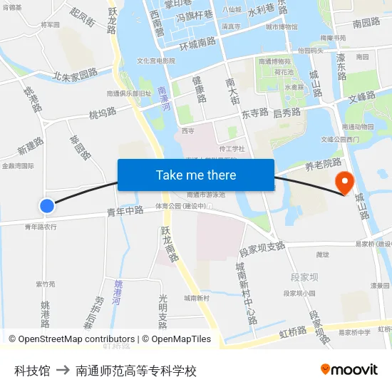 科技馆 to 南通师范高等专科学校 map