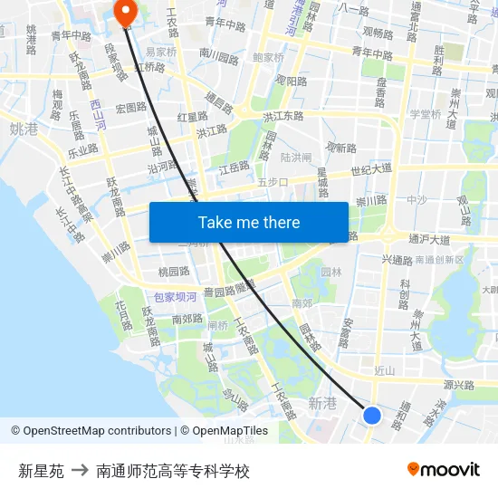 新星苑 to 南通师范高等专科学校 map