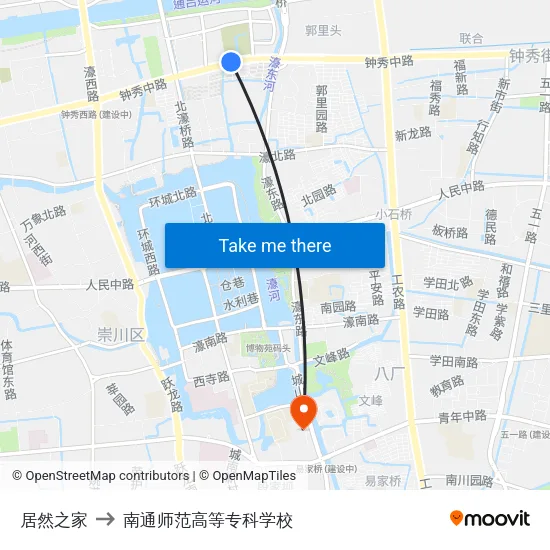 居然之家 to 南通师范高等专科学校 map