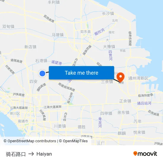 Qishi Intersection to Haiyan map