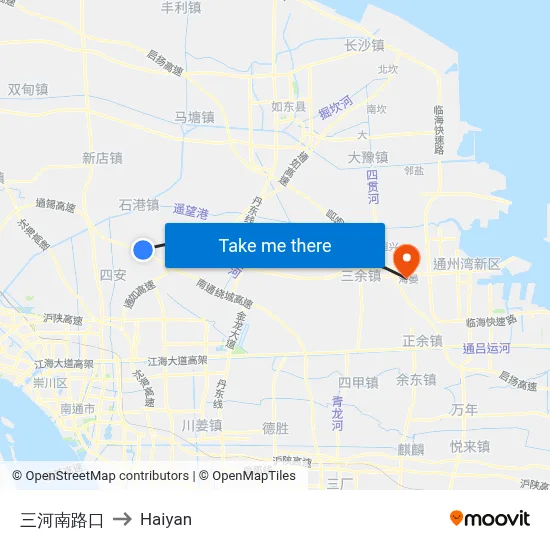 Sanhe South Road to Haiyan map