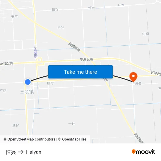 Henxing to Haiyan map