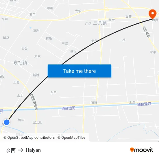 Yuxi to Haiyan map