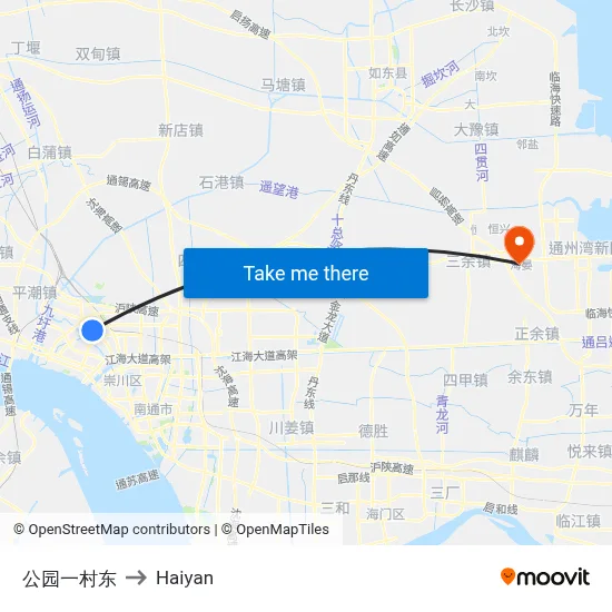 Park One Village East to Haiyan map
