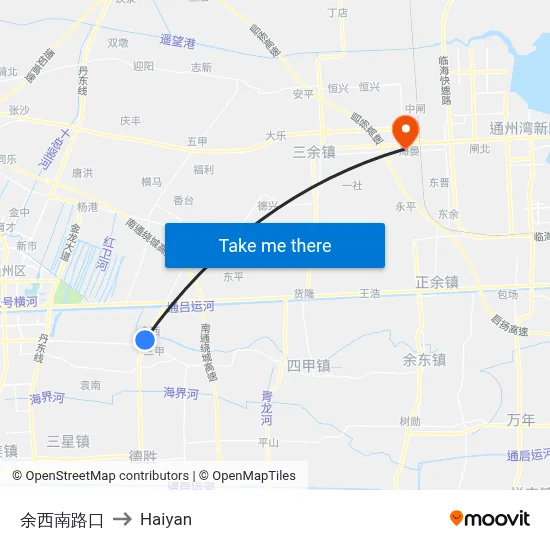 Yuxi South Intersection to Haiyan map