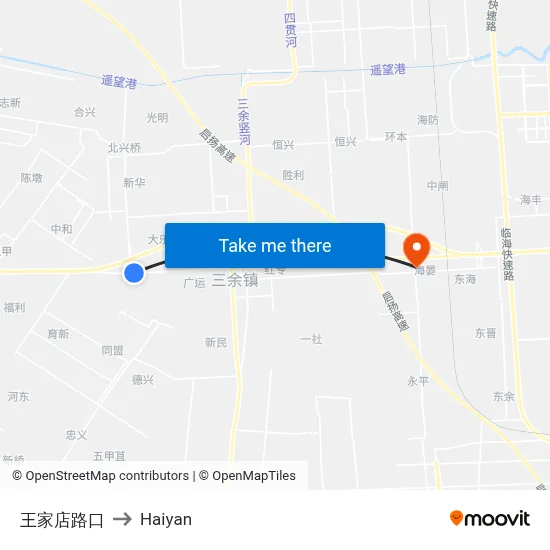Wangjiadian Intersection to Haiyan map