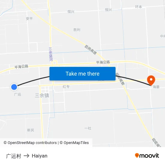 Guangyun Village to Haiyan map