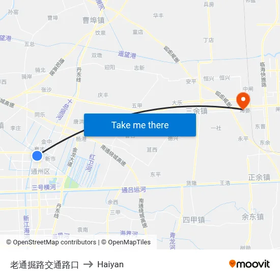 Old Tongjue Road & Traffic Road Intersection to Haiyan map