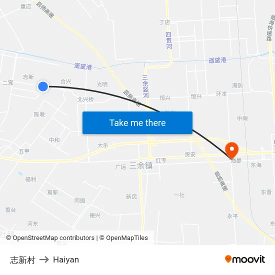 Zhixin Village to Haiyan map