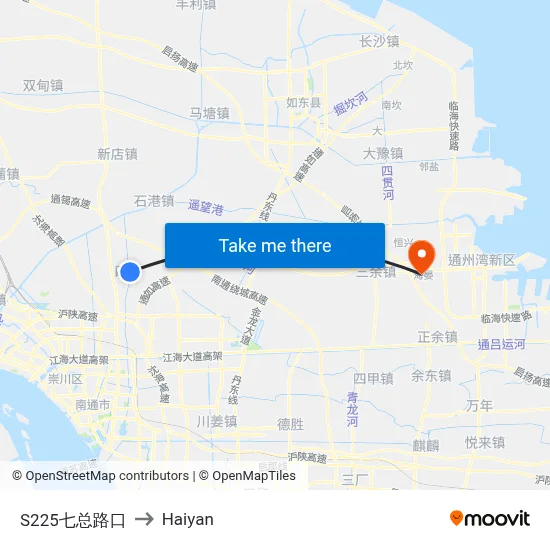 S225 & Qizong Road to Haiyan map