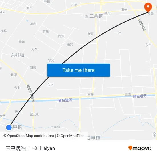 Sanjia Residence Intersection to Haiyan map
