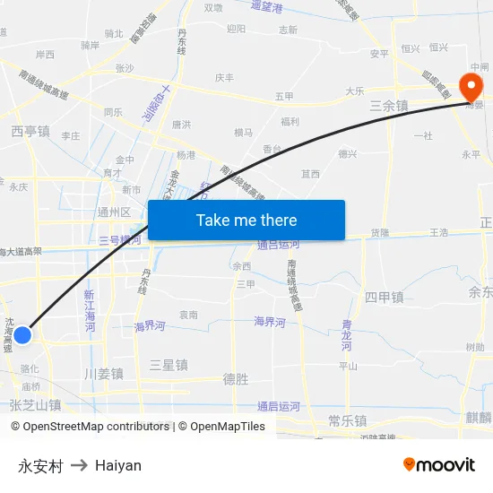 Yong An Village to Haiyan map