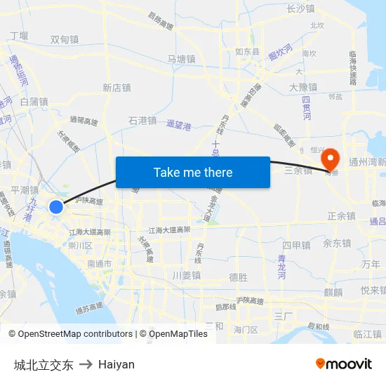 East Beicheng Interchange to Haiyan map
