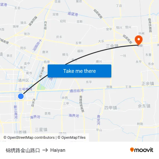 Jinxiu Road Jinshan Road Junction to Haiyan map
