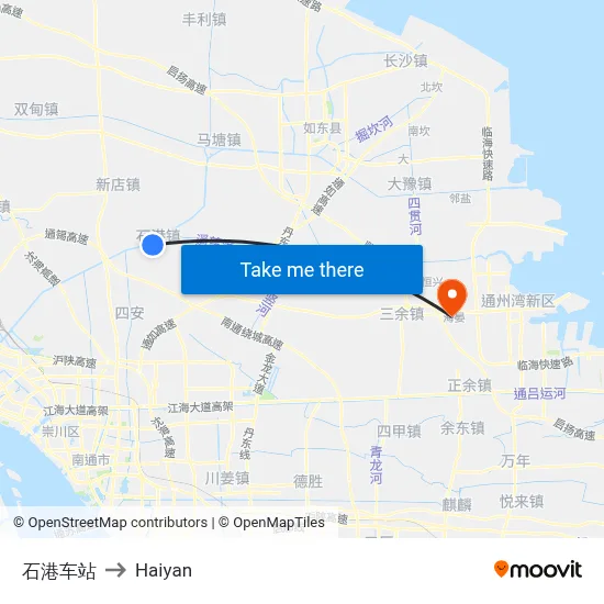 Shigang Station to Haiyan map