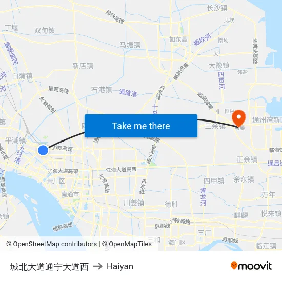 Chengbei Avenue & Tongning Avenue West to Haiyan map