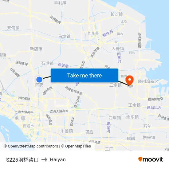 S225 Baqiao Junction to Haiyan map