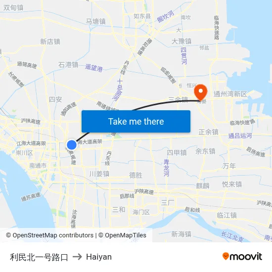 Limin North First Road Intersection to Haiyan map