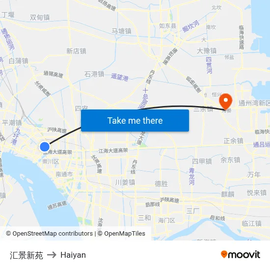Huijing New Garden to Haiyan map