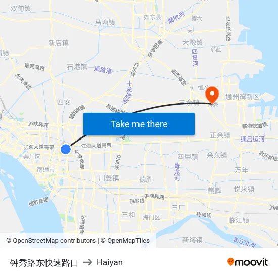 Zhongxiu Road East Expressway to Haiyan map