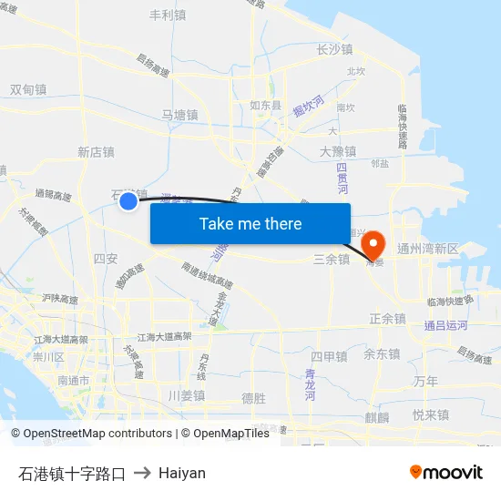 Shigang Town Crossroads to Haiyan map