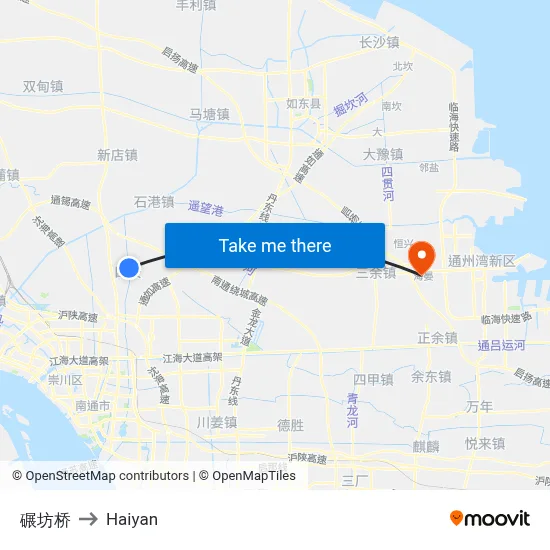 Nianfang Bridge to Haiyan map