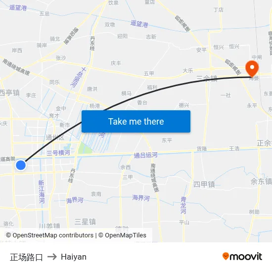 Zhengchang Road Intersection to Haiyan map