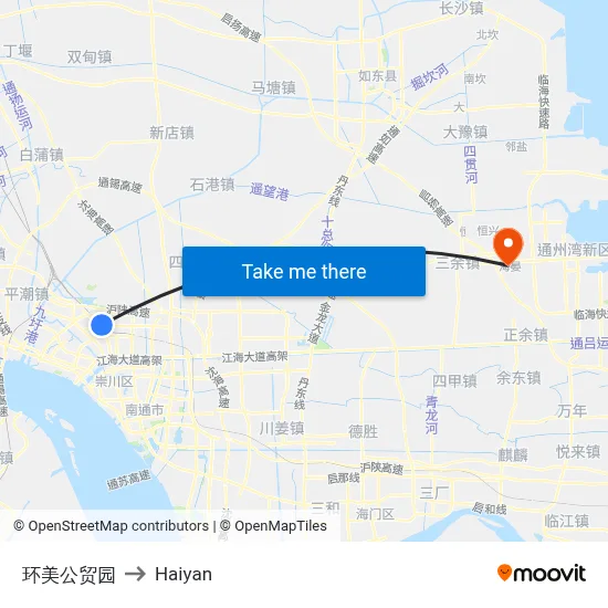 Huanmei Trade Park to Haiyan map