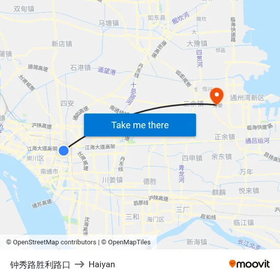 Zhongxiu Road & Shengli Road to Haiyan map