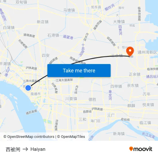 Xibeizha to Haiyan map