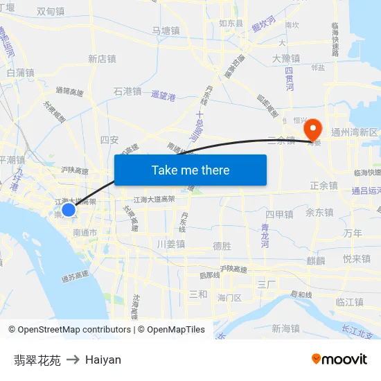 Feicui Garden to Haiyan map