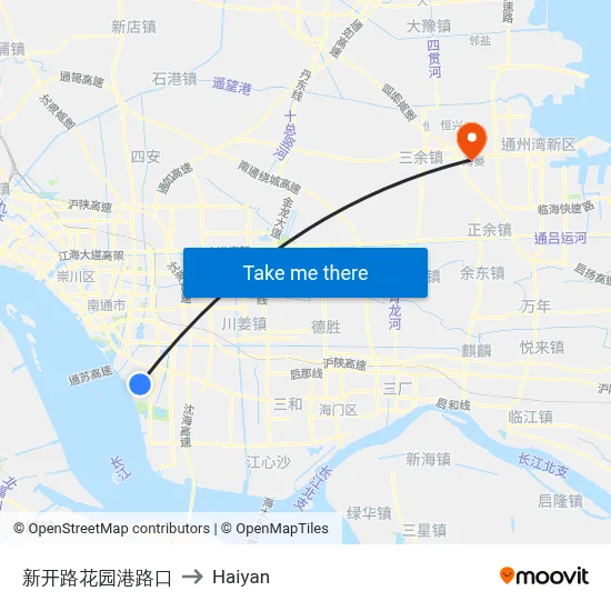 Xinkai Road Huayuangang Intersection to Haiyan map