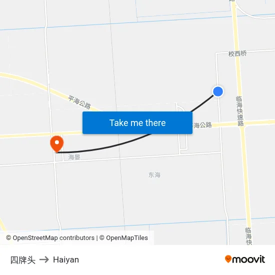 Sipaitou to Haiyan map