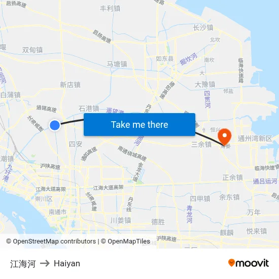 Jianghai River to Haiyan map