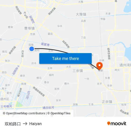 Shuangbai Intersection to Haiyan map