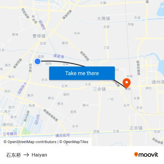Shidong Bridge to Haiyan map
