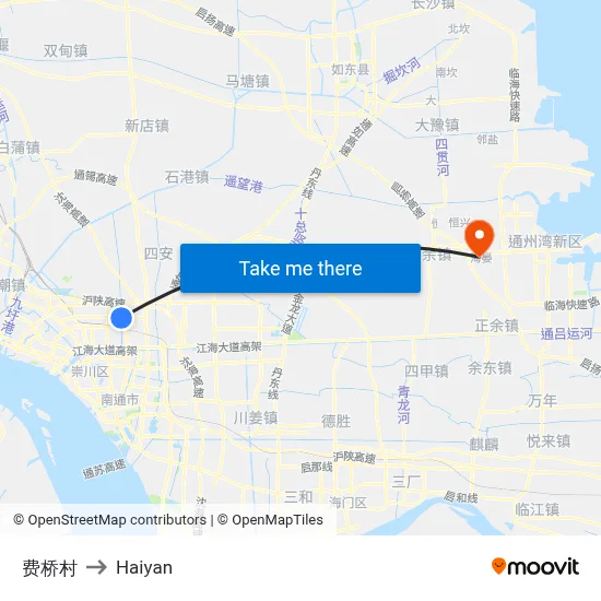 Fei Bridge Village to Haiyan map