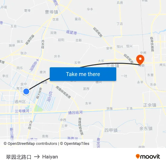 North Cuiyuan Road Intersection to Haiyan map